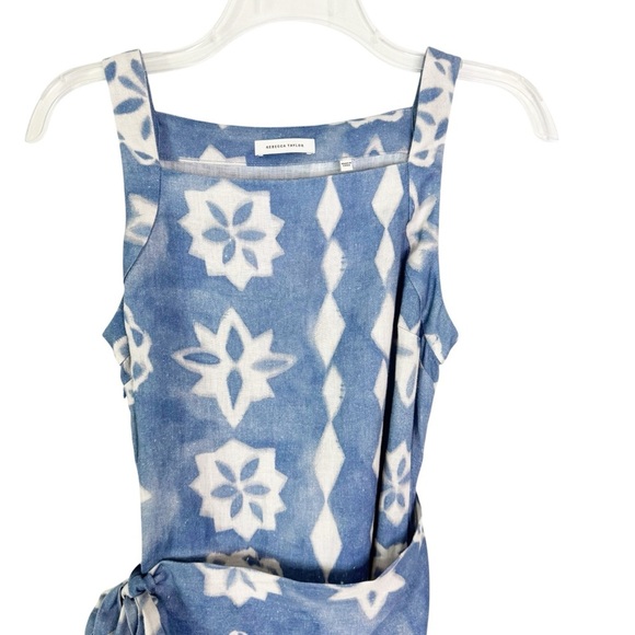 Rebecca Taylor Linen Paper Fleur Whisper Midi Dress Blue Size XS - Picture 9 of 14